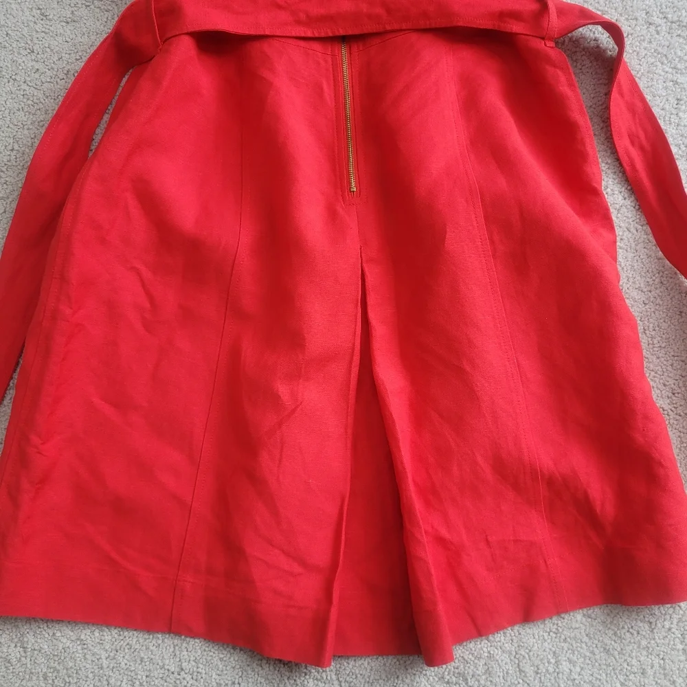 Chic Calvin Klein Red Linen Sleeveless Belted Dress Size 12 W/Pockets Like New - Picture 13 of 13